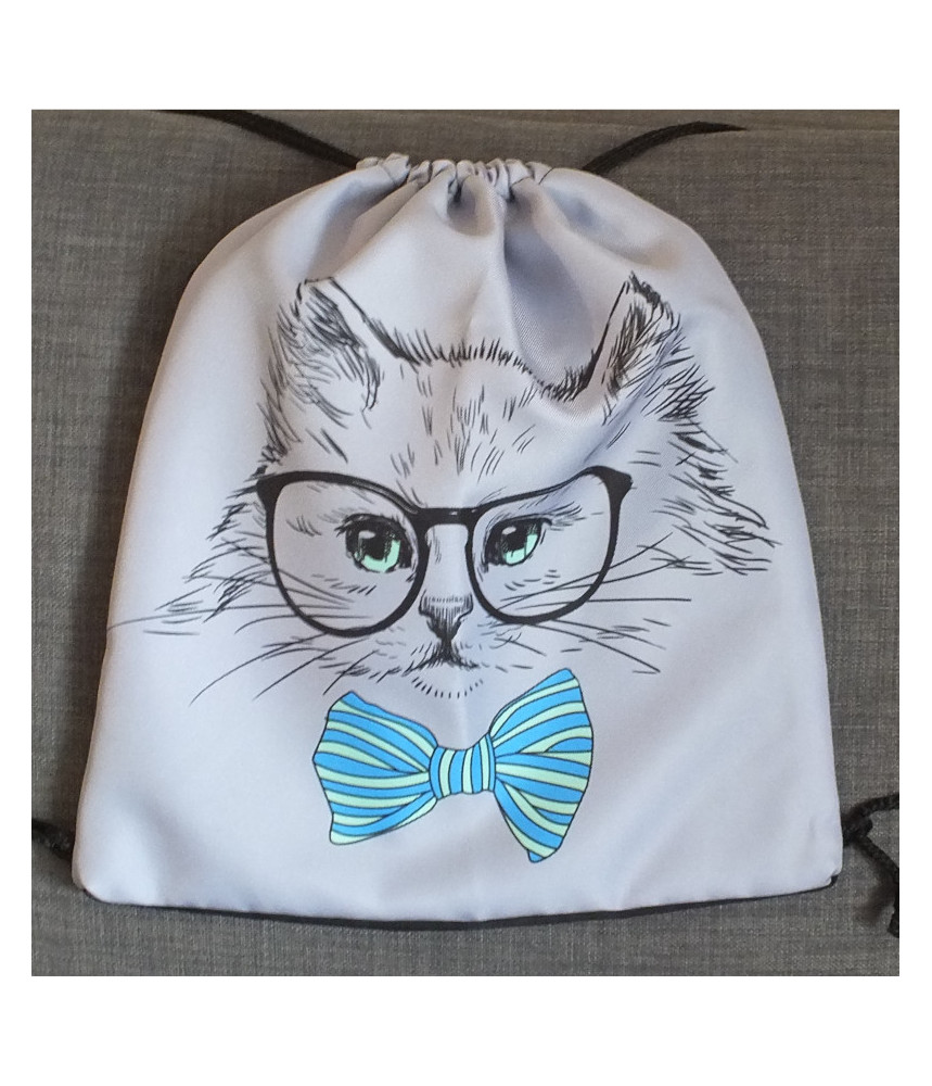 Bag-backpack - Cat with glasses